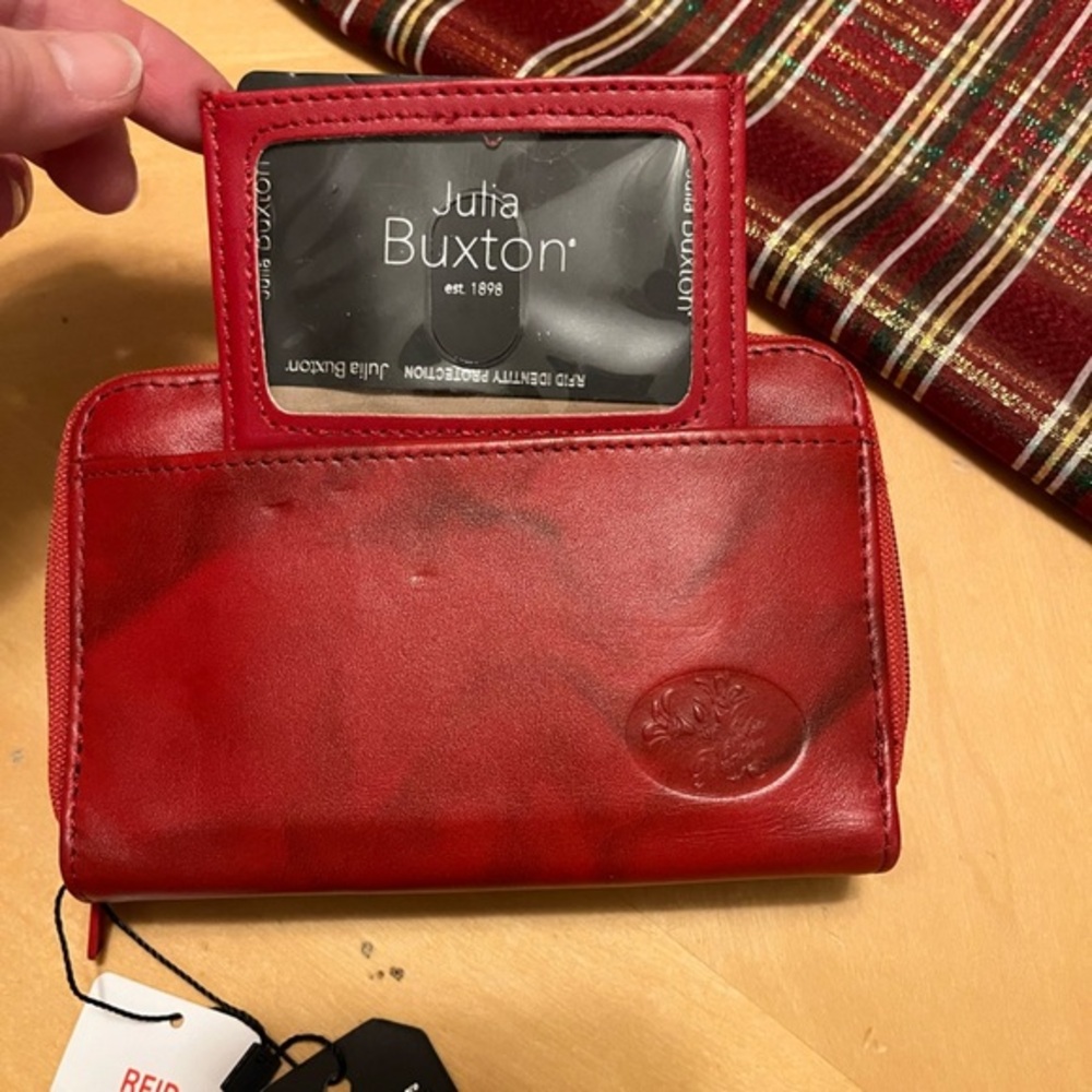 NWT Julia Buxton RFID Red Leather Wallet - Picture 4 of 15